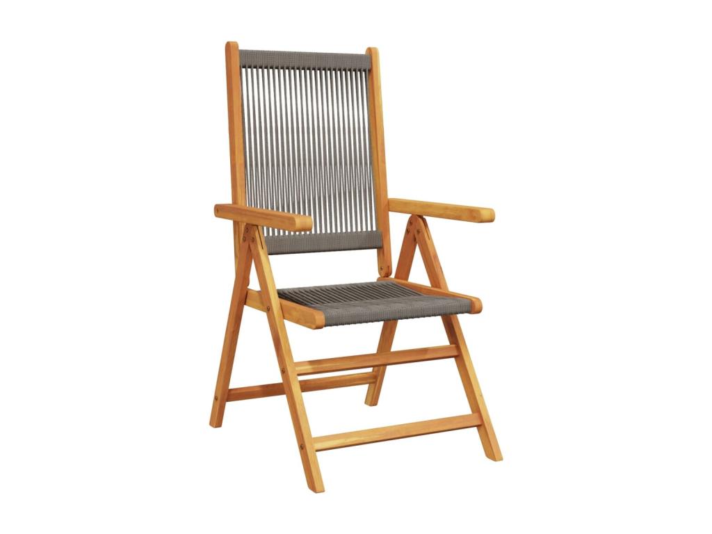 Ventoriq FCON32444 Garden Reclining Chairs, Set of 6, Grey Solid Wood