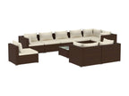 Salon de jardin 10 pièces avec coussins Résine tressée Marron LYIE88634