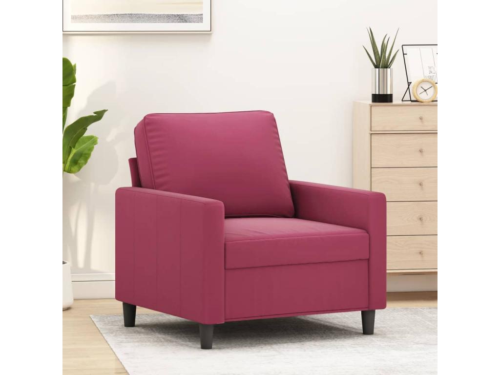 Fauteuil Rouge bordeaux 60 cm Velours PNEA29254