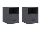 2-piece bedside tables, anthracite, 34.5x39x44 cm, steel, TVQY14377