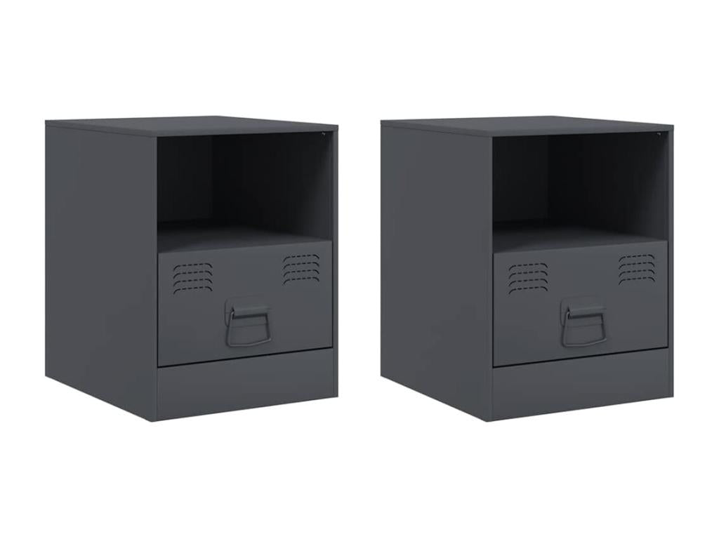 2-piece bedside tables, anthracite, 34.5x39x44 cm, steel, TVQY14377
