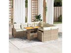 Salon de jardin avec coussins 9 pcs beige résine tressée COEI00378