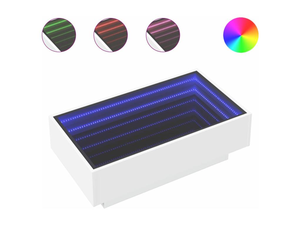 Table basse avec LED blanc 90x50x30 cm bois d'ingénierie YPMD42905