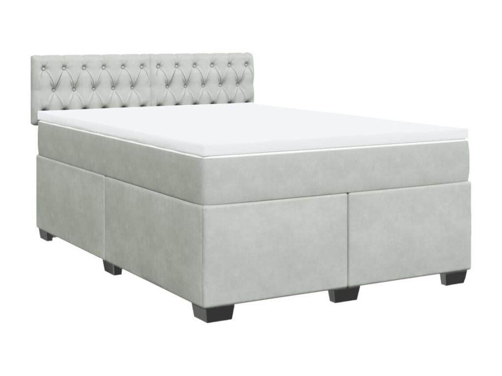 Sommier à Ventoriq de lit et matelas Gris clair 140x200cm Velours MYAL30168