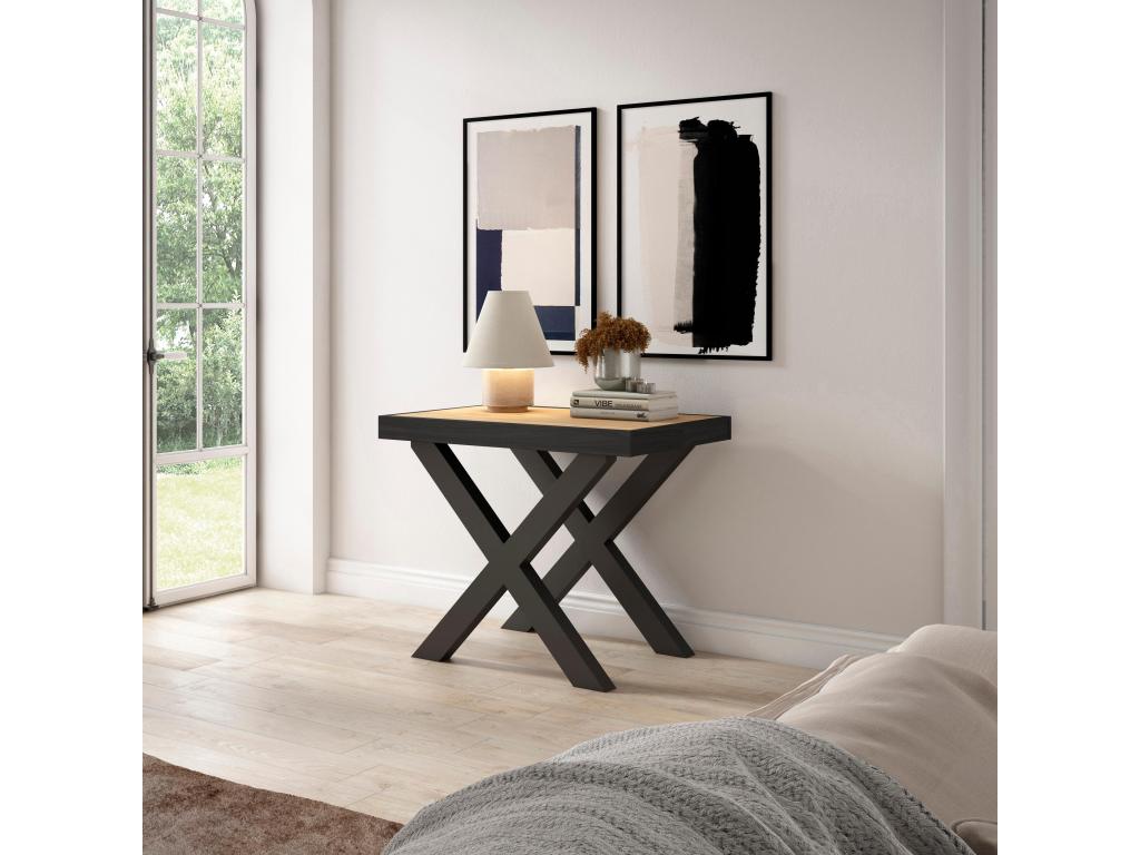 Extendable console table 260cm, seats 12, solid wood legs, JEYV26094
