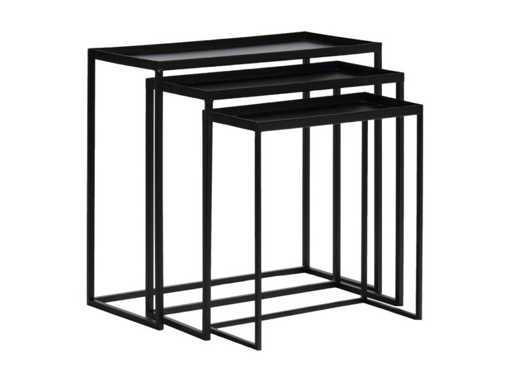 Set of 3 nesting side tables/consoles in black metal - Ventoriq 3478 WLRD28209