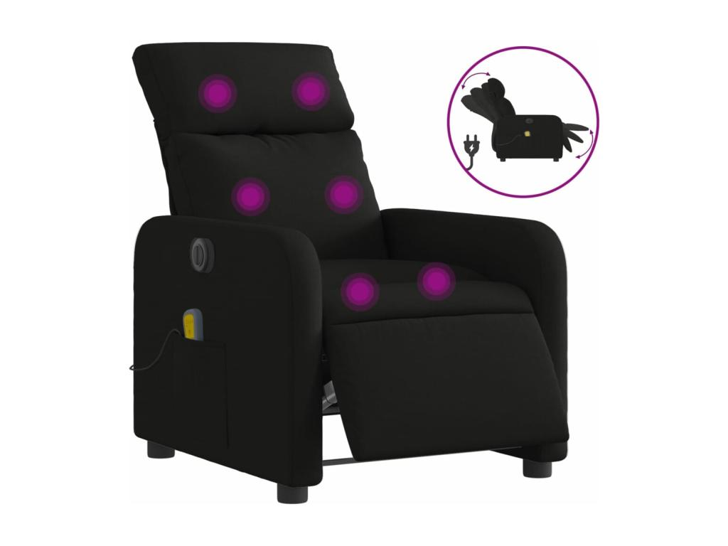 Fauteuil de massage inclinable électrique Noir Tissu FMFD58733
