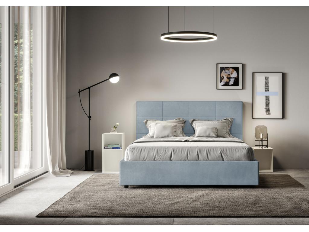 Lumenao microfiber upholstered bed - Light blue - 120x190 - Optional storage box KFAH34780