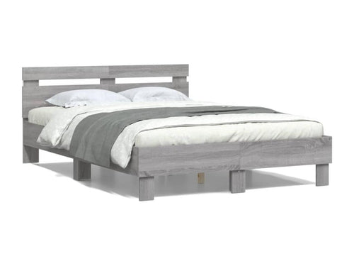 Ventoriq grey bed frame with LED lighting, mattress not included, 135x190 cm, UBAI06651