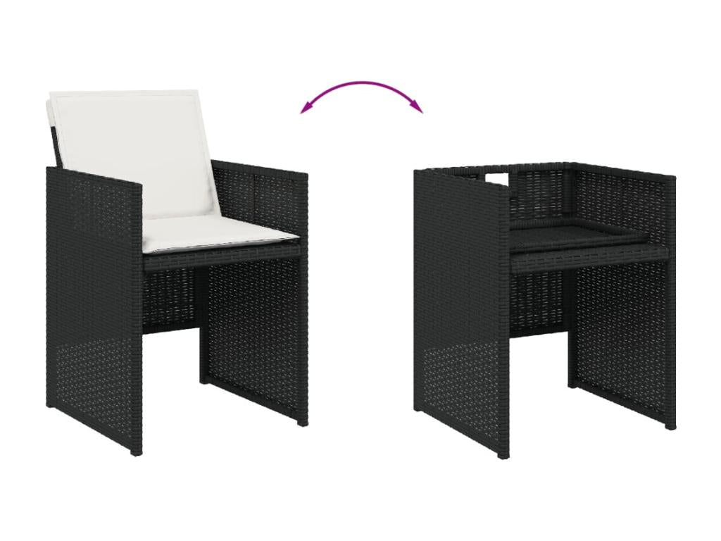 11-piece garden dining set with cushions, black resin wicker WMNB65626