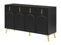 Buffet 140x37.8x82cm - avec 4 portes 4 tiroirs poignées et pieds dorés - stratifié amovible - NOIR DAUE75218