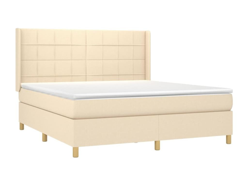 Sommier à Ventoriq de lit matelas et LED Crème 180x200 cm Tissu NPKB49250