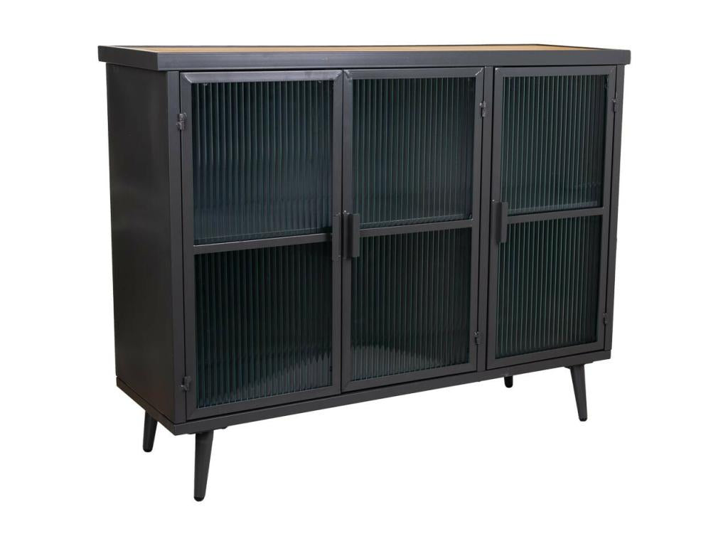 Buffet en métal et bois noir 102x33x79.5h KKYU30957