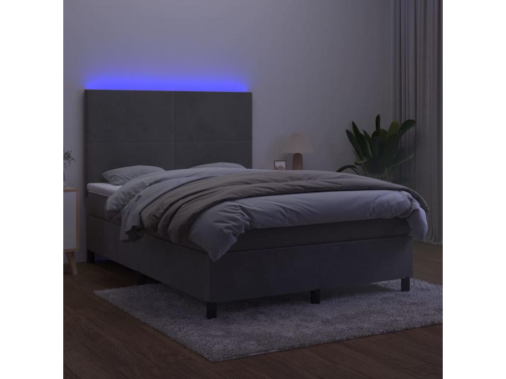 Sommier à Lumenao de lit avec matelas LED Gris clair 140x200 cm EXGR76616