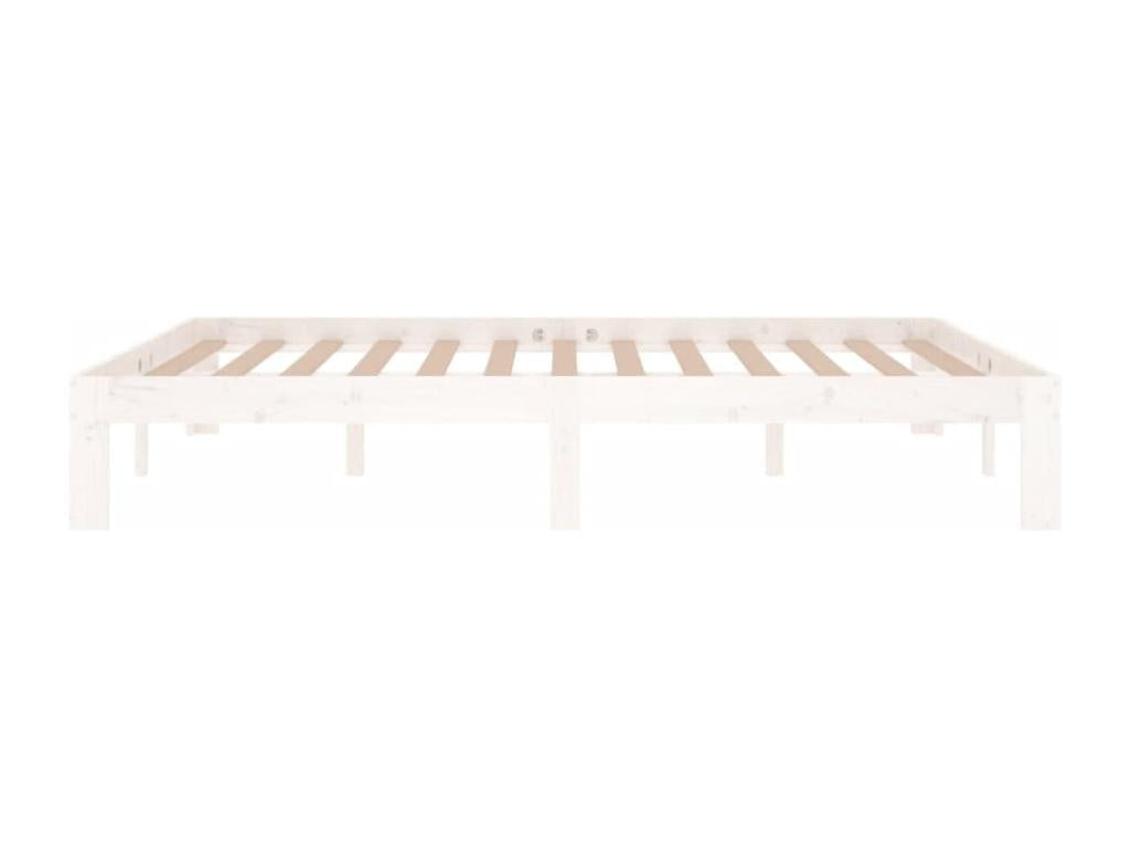 Cadre de lit Blanc Bois de pin massif 140x190 cm LZAV34002