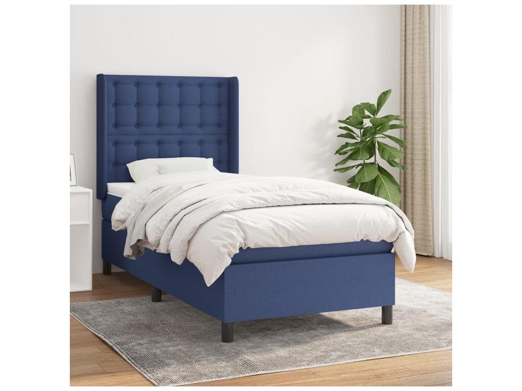 Sommier à Lumenao de lit avec matelas Bleu 90x190 Tissu KRYR12922