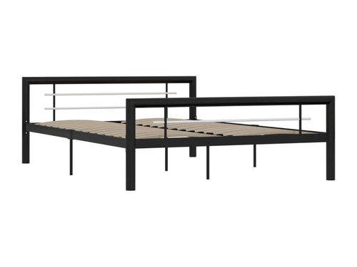 Black and white metal bed frame 140x200 cm WGJL40815