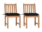 Set of 2 garden chairs with cushions, solid teak wood, YEYI38440