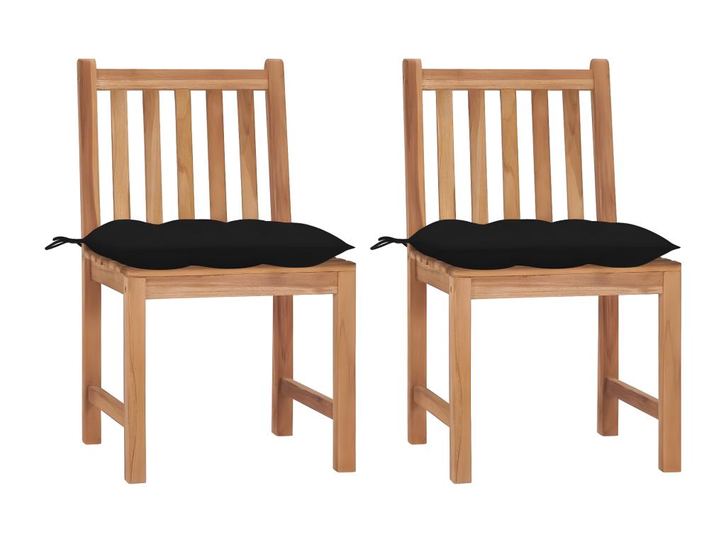 Set of 2 garden chairs with cushions, solid teak wood, YEYI38440