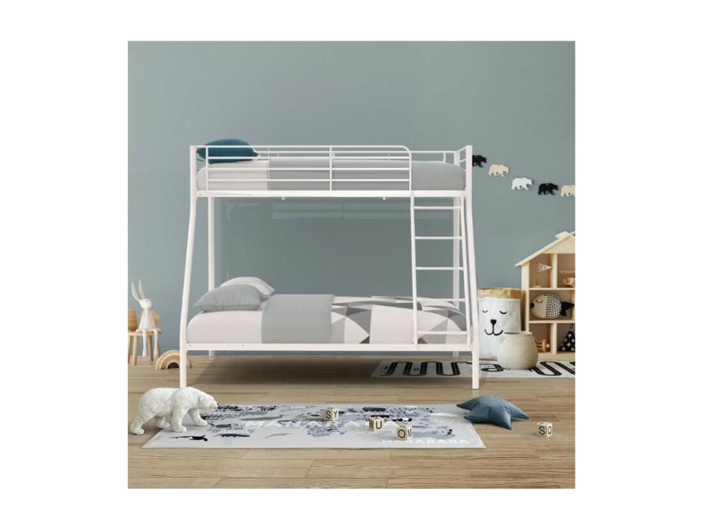 Lits superposés Boislis - Blanc - Métal - 90/140x190 cm - Sommiers inclus FYYM71004