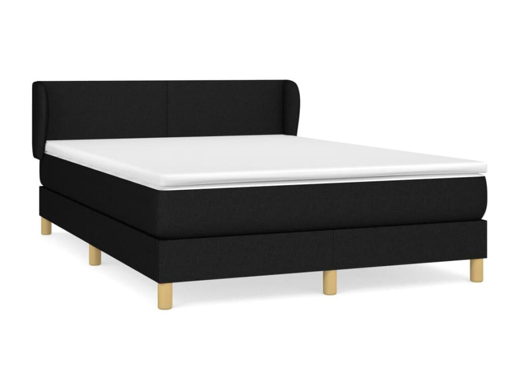 Lit à sommier tapissier avec matelas Noir 140x190 cm Tissu NROV62399