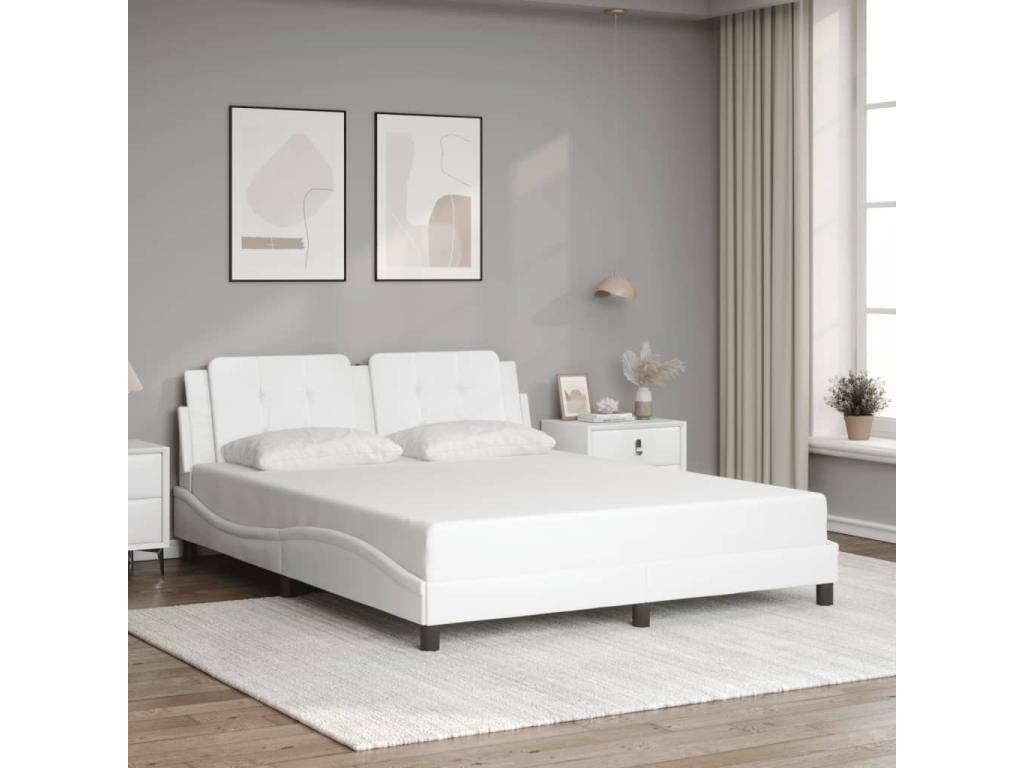 Cadre de lit avec LED sans matelas blanc 160x200 cm MFIR33428