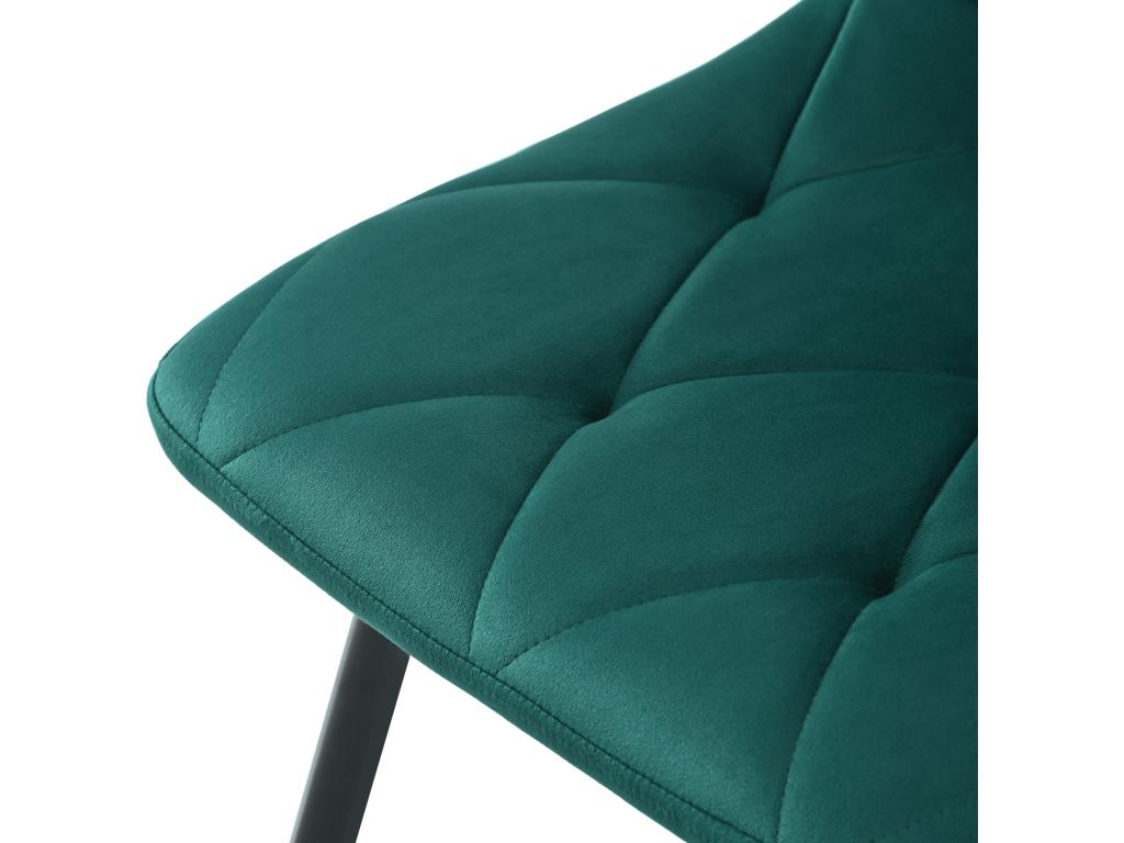 Set of 4 velvet chairs - metal frame - diamond pattern - green STQL25265