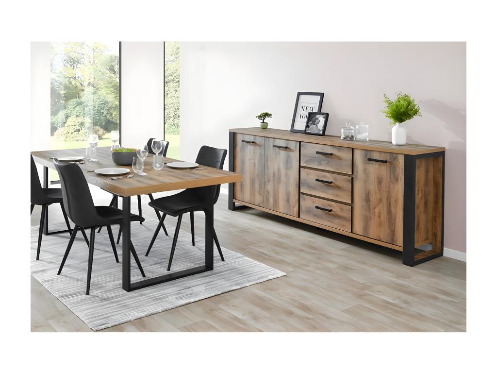 Lumenao - 170cm Table Set with 3 Doors and 3 Drawers Buffet JSAF10231