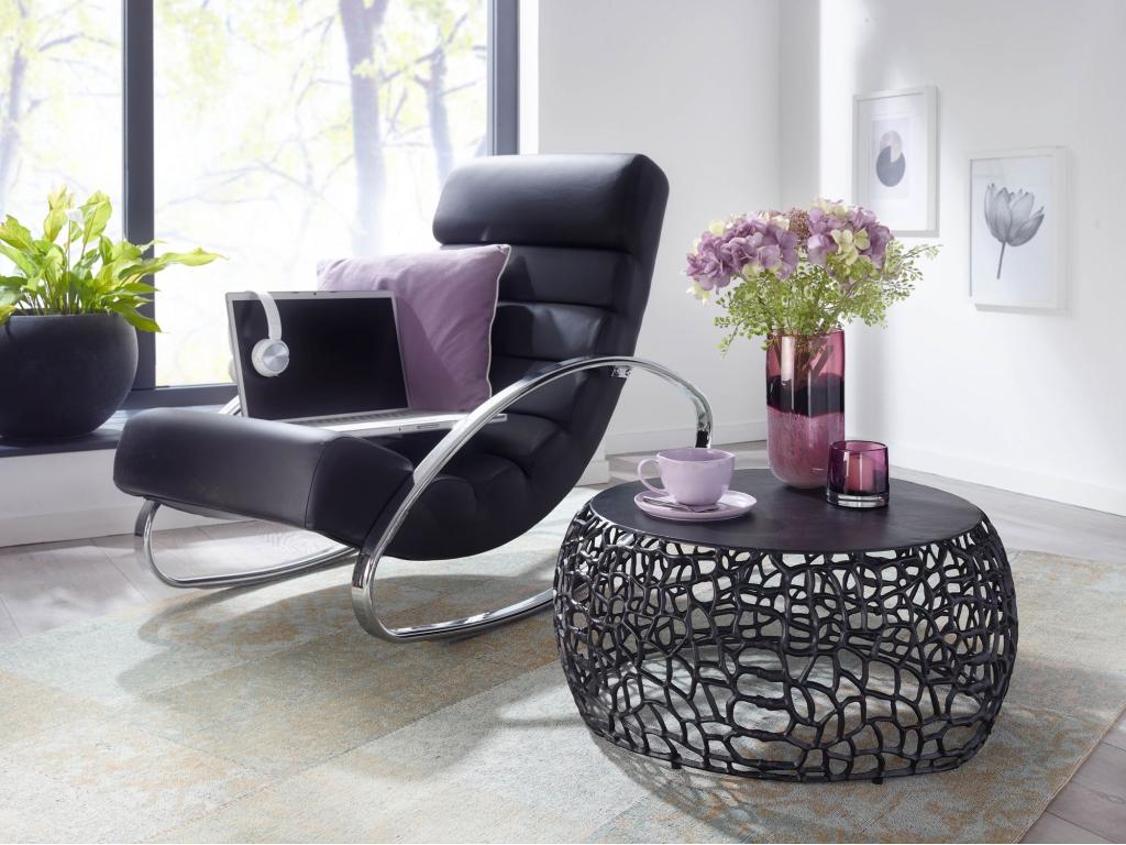 Table Basse Ronde Métal 66x66x30 cm Petite Table de Salon Moderne XAVU77846