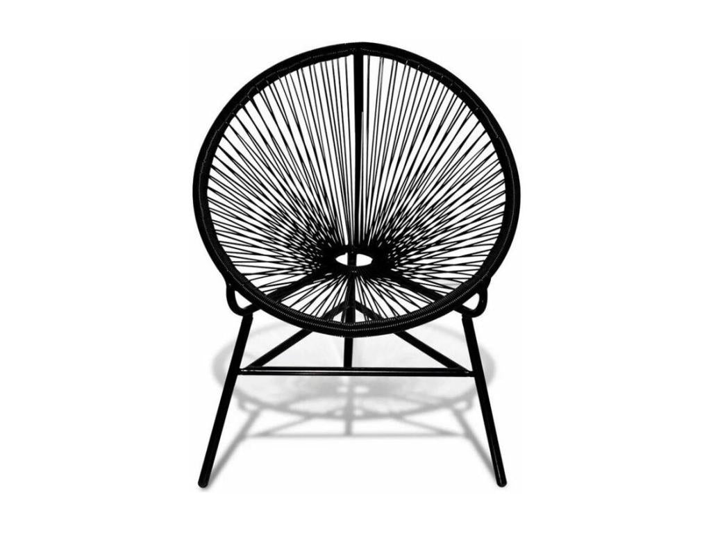 Chaise de jardin resine tressée noire et pieds métal Lumenao YOLA14677