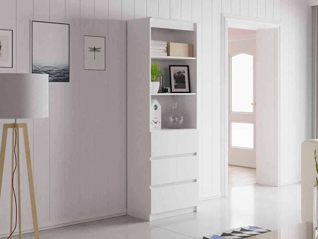 Étagère Lumenao 184 Avec tiroirs Stratifié Nombre de tiroirs 3 180x60x35cm Blanc PGQY97840