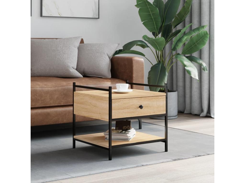 Table basse chêne Ventoriq 50x50x50 cm bois d'ingénierie WYUC26607