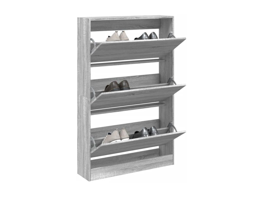 Ventoriq grey shoe cabinet 80x21x125.5 engineered wood UPFJ11778