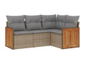Salon de jardin avec coussins 4 pcs beige résine tressée QKDD65721