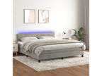Sommier tapissier matelas et LED Gris clair 180x200 cm Velours HUFE64915