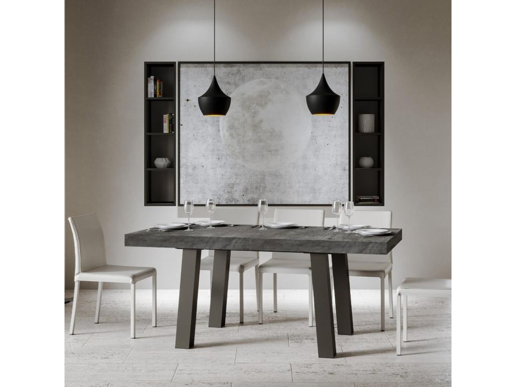 Table extensible 90x180/284 cm Bridge Gris Béton cadre Anthracite LWDJ62112