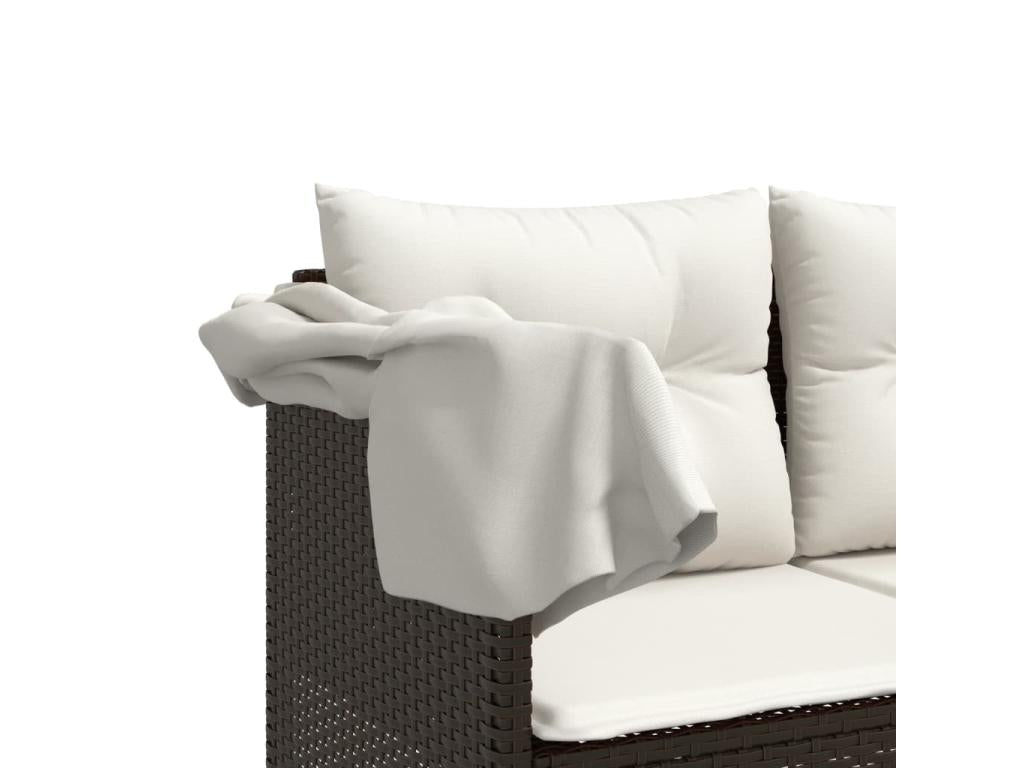 Salon de jardin avec coussins 5 pcs marron résine tressée GYPN64468