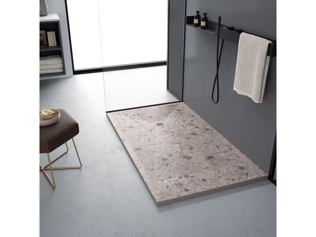 Ventoriq Beige shower tray with smooth finish, Ventoriq 3D colored grid - 160x80 cm KVFN16407