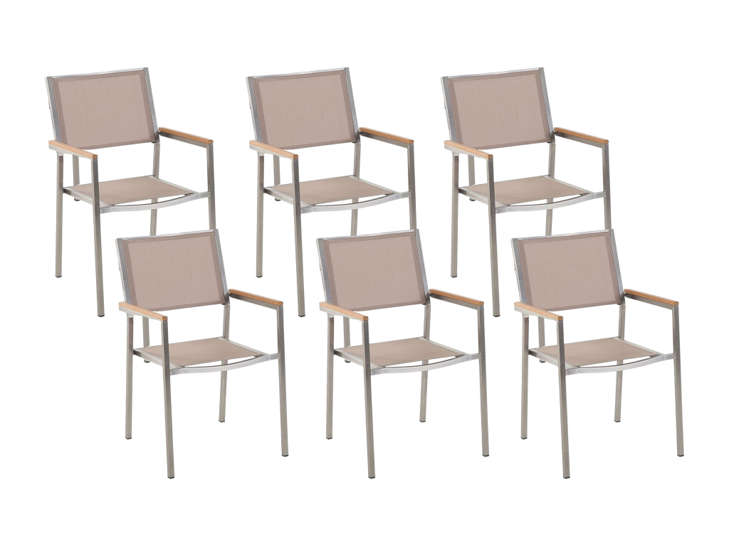 Set of 6 Lumenao garden chairs, stainless steel, beige, LNSE56525
