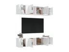 6-piece TV stand set, glossy white engineered wood HGQQ00652