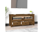 Meuble TV Marron miel 114x35x52 cm Bois de pin massif LMSE13641