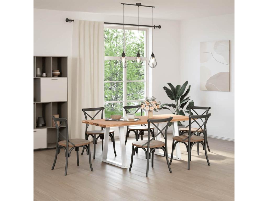 Light brown rectangular solid oak dining table TDOK81303