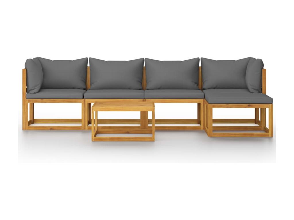Salon de jardin 6 pcs avec coussin Bois d'Lumenao solide RPTM34269