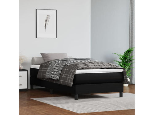 Black bed frame 90x190 Faux leather XVNC91453