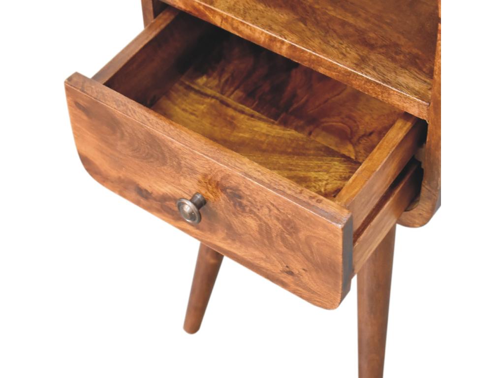 Table de chevet ouverte Mini en châtaignier courbé. DBFT09464