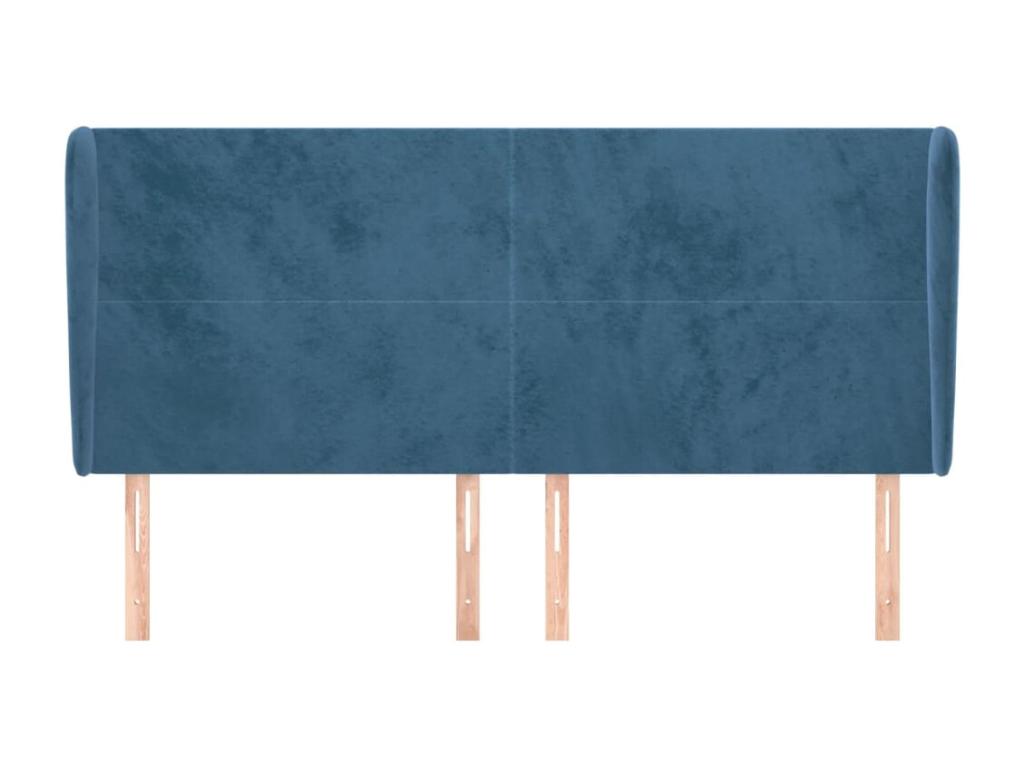 Tête de lit avec oreilles Bleu foncé 203x23x118/128 cm Velours WSCM76663