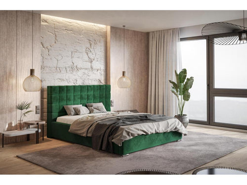 Boislis Noris 140x200 Adult Bed with Storage - Double Bed, Upholstered Bed with Headboard - Velvet Green Amor Velvet 4311 LPEY36235