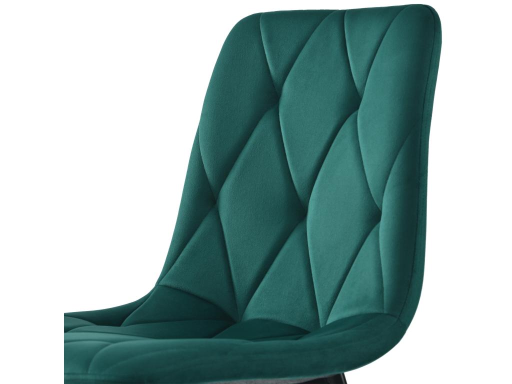 Set of 4 velvet chairs - metal frame - diamond pattern - green STQL25265