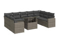 Salon de jardin avec coussins 10 pièces gris résine tressée QINY51323