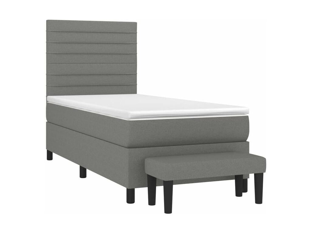 Sommier à Ventoriq de lit et matelas Gris foncé 90x190 Tissu SEEZ78403